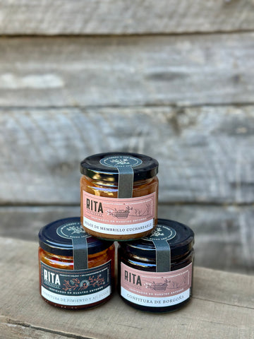 Pack trio para quesos: Borgoña, dulce de membrillo y confitura de pimiento.